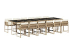 Ensemble à manger de jardin et coussins 13 pièces beige MEAD27631