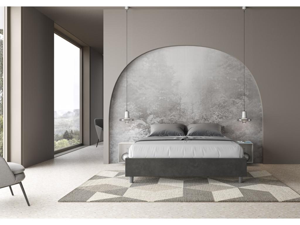 Lit coffre rembourré 160x190 microfibre gris Decohaute IYLB43372