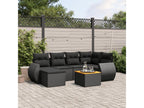 Salon de jardin 7 pcs avec coussins noir résine tressée PCKM02063