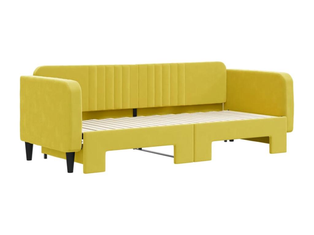 Lit de jour avec lit gigogne jaune 80x200 cm velours AIOR63473