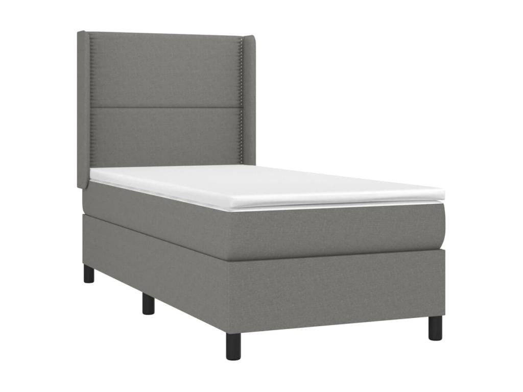 Lit à sommier tapissier avec matelas Gris foncé 90x200 cm Tissu UOCL42259
