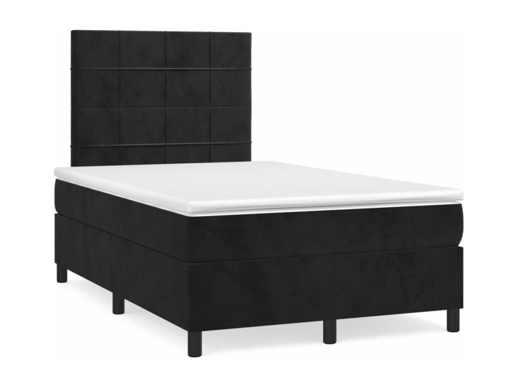 Lit à sommier tapissier avec matelas Noir 120x200 cm Velours NKZQ82617