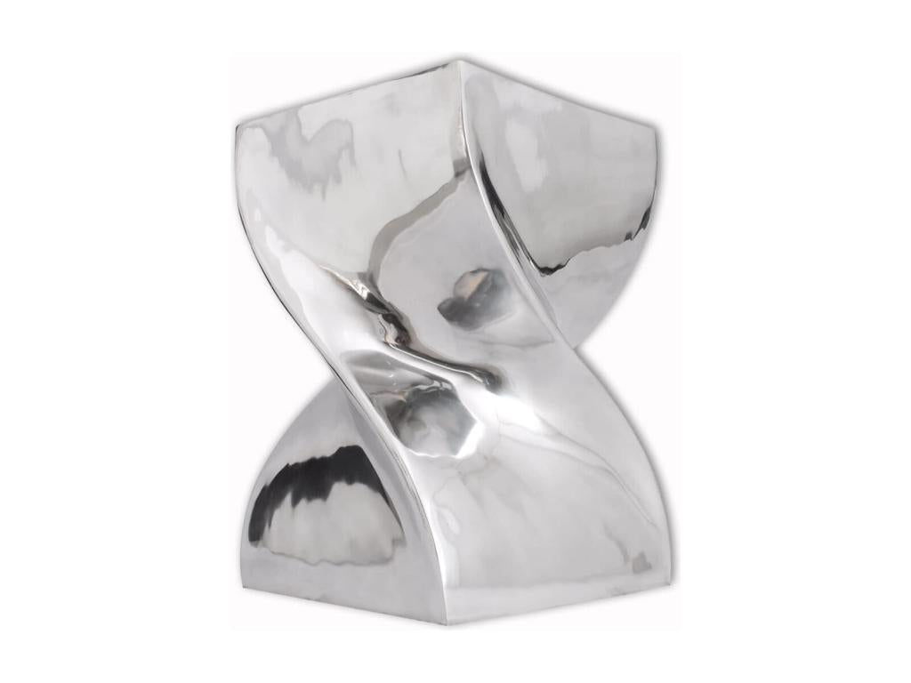 Table auxiliaire / Tabouret Forme torsadée Aluminium Argenté QYCN90184