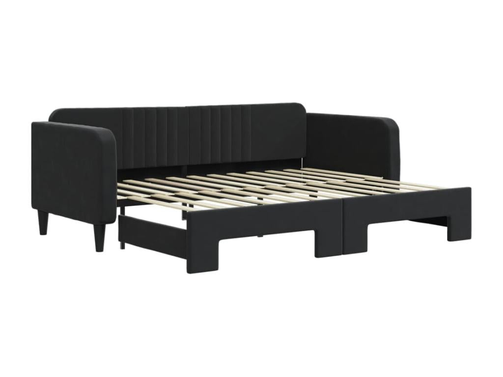 Lit de jour avec gigogne sans matelas noir 90x200 cm XBEV37583