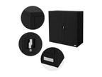 2 Armoires bureau en acier noir meuble à dossiers portes battantes 90x40x90 cm UKCK08856