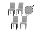 Lot de 4 chaises de salle à manger dossier haut en tissu velours imprimé gris clair pieds foncés 04 0007521 MBJV94354