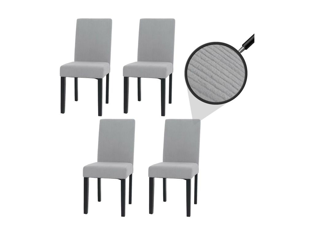 Lot de 4 chaises de salle à manger dossier haut en tissu velours imprimé gris clair pieds foncés 04 0007521 MBJV94354