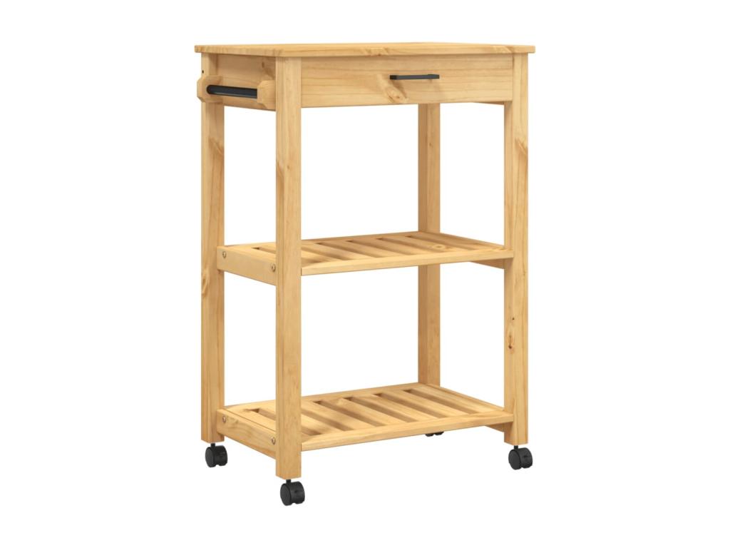 Chariot de cuisine Domopure 60x40x90 cm bois massif de pin RBKV75373