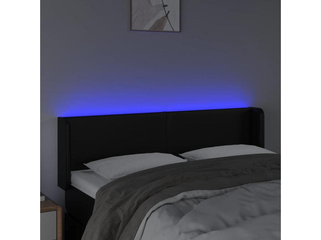 Tête de lit à LED Noir 147x16x78/88 cm Similicuir LRVO47435