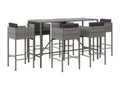 Ensemble de bar de jardin 7 pcs avec coussins gris poly rotin GSTR17696