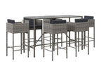 Ensemble de bar de jardin 7 pcs avec coussins gris poly rotin GSTR17696
