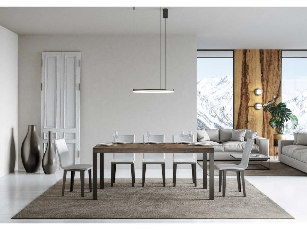 Table extensible 80x160/244 cm Everyday Noyer cadre Anthracite BIFS11311