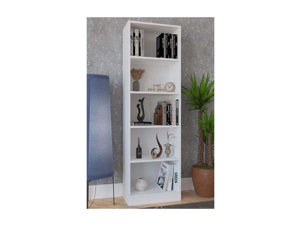 Decohaute Bois Rangement Étagère sur pied Bibliothèque Déco Livres Étagère sur pied Dilos XL 5 compartiments Blanc HKOE85678