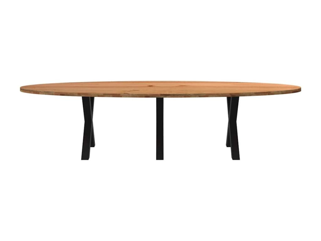 Table à manger marron clair bois de chêne massif ovale JCET04335