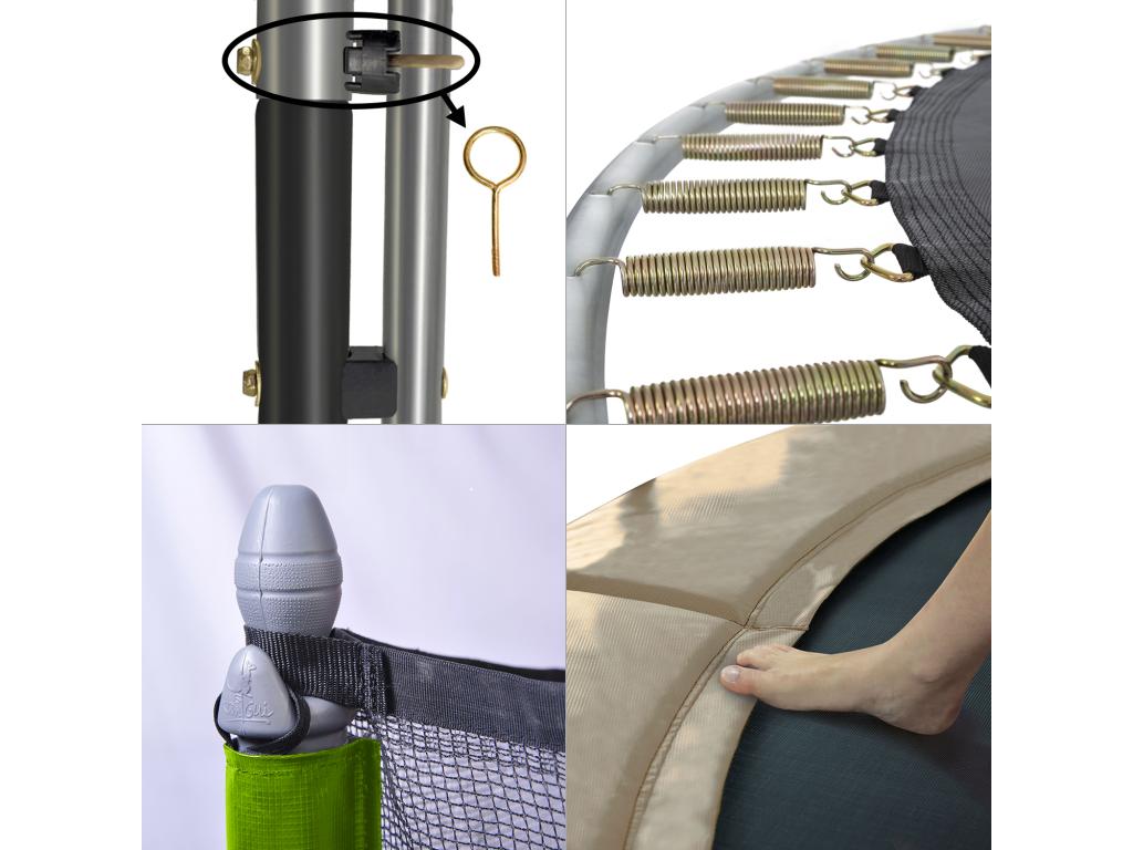 Decohaute - Trampoline de jardin 244 cm filet de sécurité échelle bâche de protection JUMPI Decohaute/Vert 250 CEFW45032