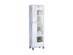 Vitrine 1 porte marbre blanc brillant à LEDs - Decohaute - L 52 xl 47 x H 191 cm RODO32843