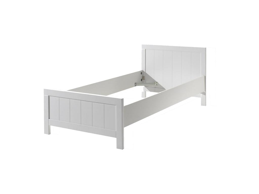 Pack - Lit Enfant Sommier Chevet / Armoire Domopure 90x200cm Blanc WRIW81735