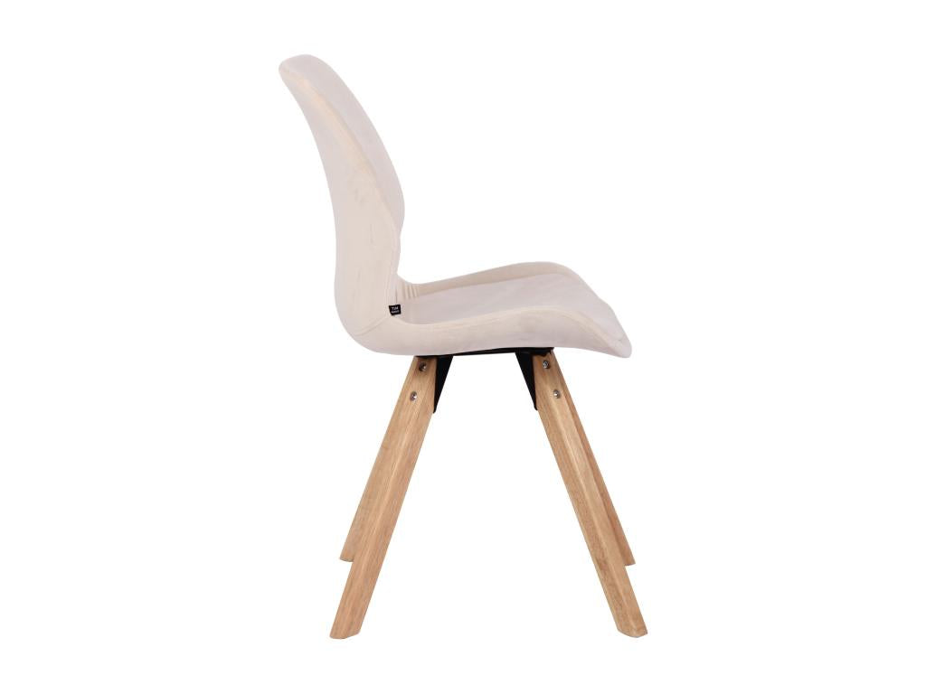 chaise salle à manger - Velours / Bois - Crème - Decohaute GVCN21446