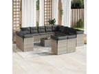 Salon de jardin avec coussins 14 pcs gris résine tressée WCHB36551