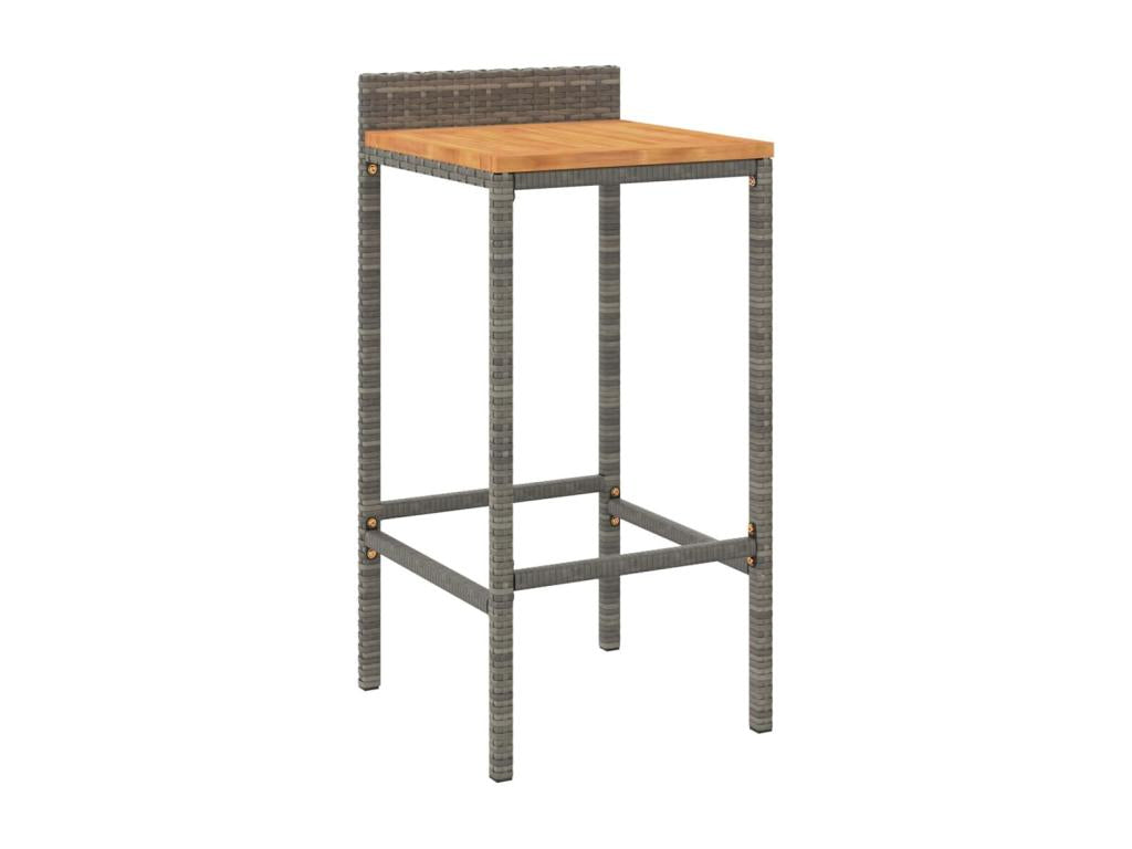 Ensemble de bar jardin 5 pièces gris poly rotin/bois massif Decohaute IPFT80466