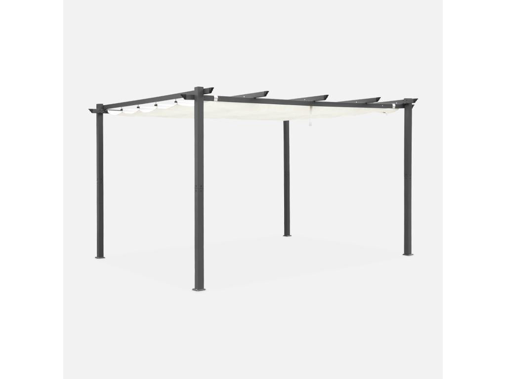 Decohaute aluminium - Decohaute 3x4m - Toile écru- Tonnelle idéale pour votre terrasse- toit rétractable- toile coulissante- structure aluminium YJIG77186