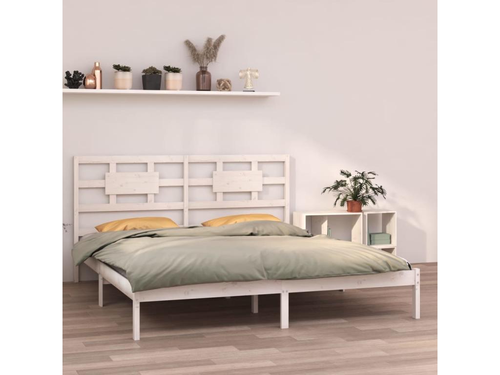 Cadre de lit sans matelas blanc 160x200 cm bois massif LKZY07707
