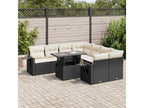 Salon de jardin 9 pcs avec coussins noir résine tressée DQHF65699