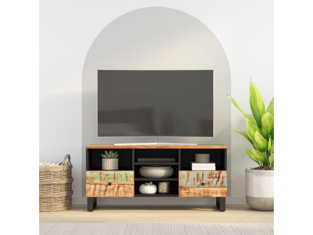 Meuble TV 100x33x46 cm bois de récupération et d'ingénierie JCAO74886
