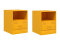 Tables de chevet 2 pcs jaune moutarde 34,5x39x44 cm acier LRIN54078