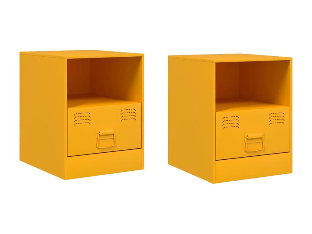 Tables de chevet 2 pcs jaune moutarde 34,5x39x44 cm acier LRIN54078