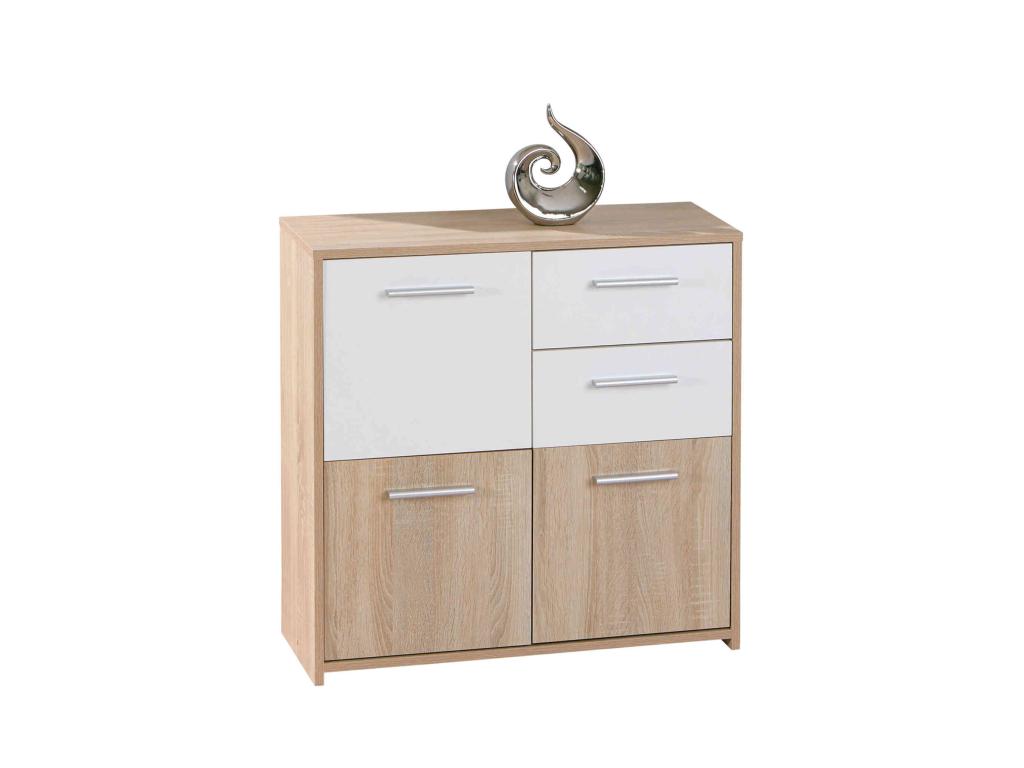 Commode 3 portes 2 tiroirs en bois imitation chêne Decohaute et blanc - CO12053-1 DLOY24072