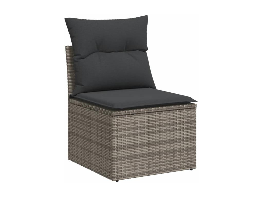 Salon de jardin 6 pcs avec coussins gris résine tressée WKZC17214