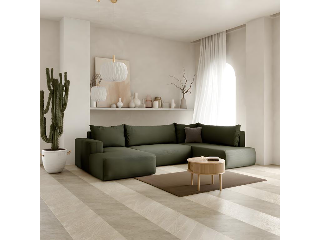 Canapé U 5 places convertible coffre Decohaute Vert Sapin KXZB56376