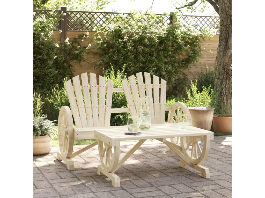 Salon de jardin 2 pcs bois de sapin massif QQVY96887