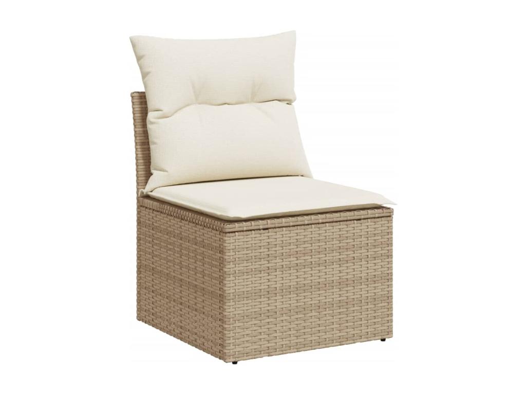 Salon de jardin avec coussins 7 pcs beige résine tressée QSGK88049