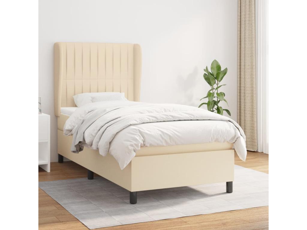 Lit à sommier tapissier avec matelas Crème 80x200 cm Tissu SDGT06683