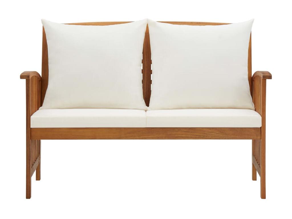 Banc de jardin avec coussins 119cm Bois solide d'Decohaute 2 QUMY37264