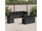 Salon de jardin 8 pcs avec coussins noir résine tressée WWPL38075