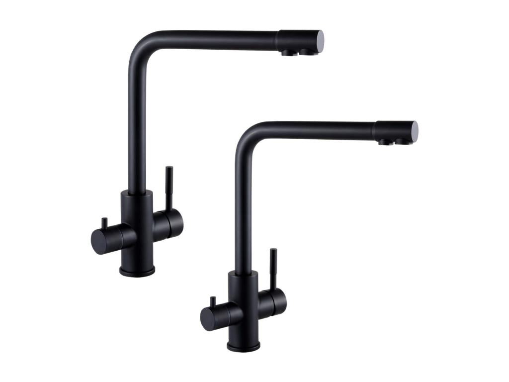 2PCS Robinet de Cuisine à 3 Voies 3 en 1 Mitigeur de Cuisine pour Système D'osmose Robinet D'eau Propre avec 2 Leviers de Commande Séparés Noir XUEO78421