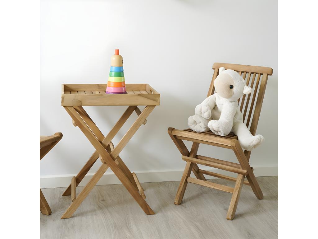 Decohaute - Lot de 2 Chaises de Jardin pour Enfant en Teck SSCO56038