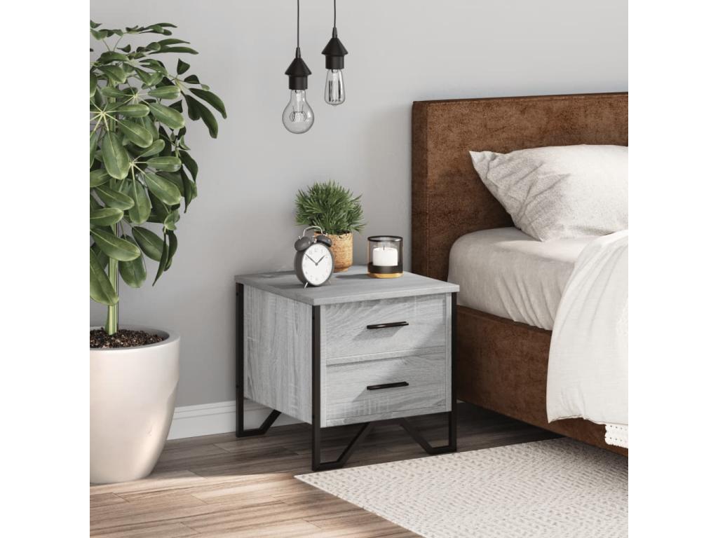 Table de chevet Decohaute gris 40x41x40 cm bois d'ingénierie WEBY04618