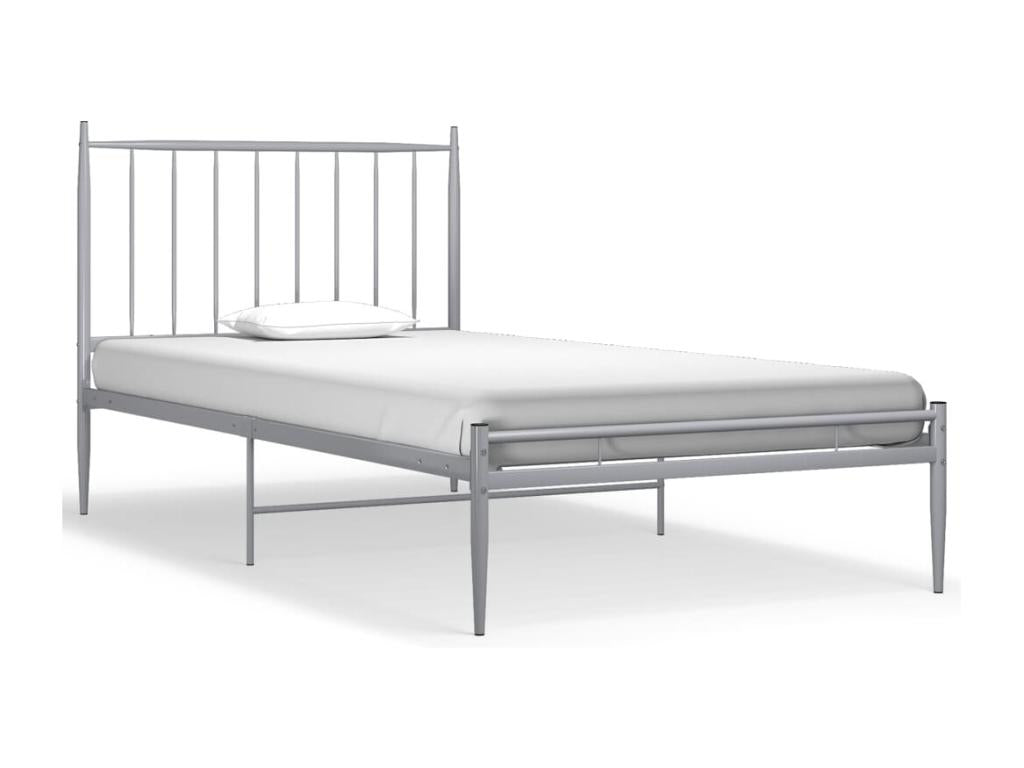 Cadre de lit sans matelas gris métal 100x200 cm LWCE16004