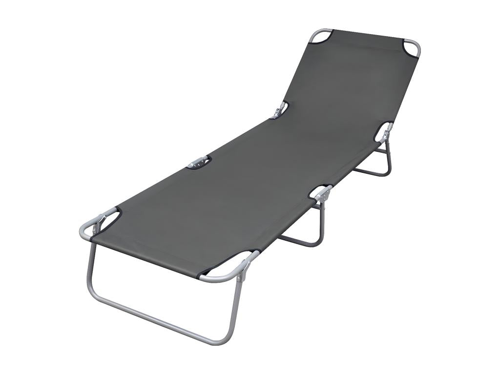 Chaise longue pliable avec dossier réglable Gris PGZV09154