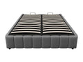 Lit coffre capitonné en lin - 140x200 cm - sans tête de lit - Gris OMLF47174