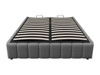 Lit coffre capitonné en lin - 140x200 cm - sans tête de lit - Gris OMLF47174