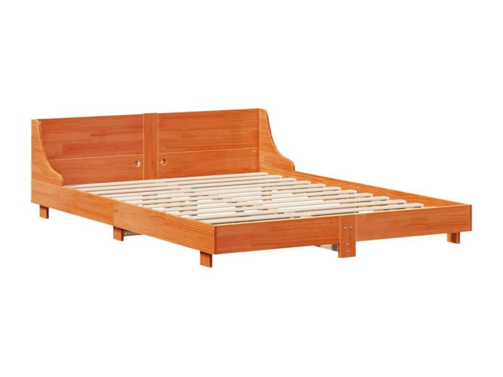 Cadre de lit sans matelas cire marron 140x200cm bois pin massif QCVL48936