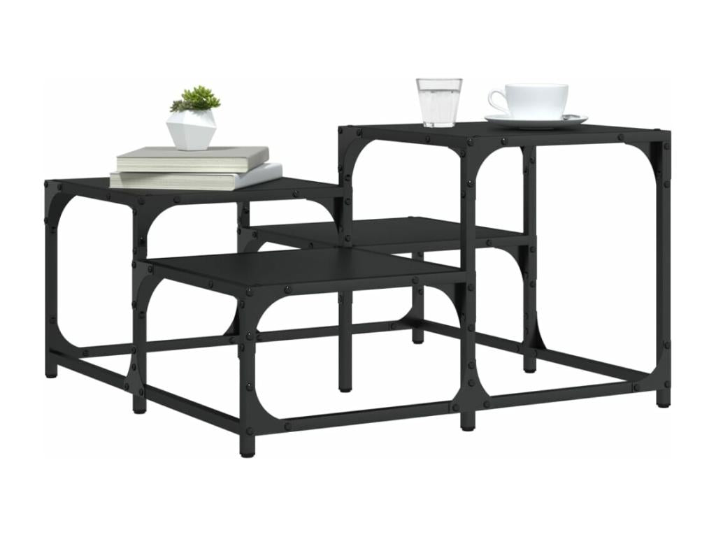 Table basse noir 68x68x40 bois d'ingénierie OCXQ34419