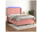 Sommier à décohaute de lit matelas et LED Rose 140x190 Velours YEUE33889