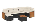 Salon de jardin 8 pièces avec coussins noir résine tressée CWAI20095
