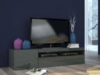 Meuble TV Decohaute Buffet bas de salon Base pour meuble TV Made in Italy 150x40h37 cm Anthracite Brillant HSRQ90787